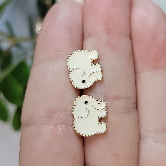 Baby Elephant Post Earrings, 18k gold trim - Picture 5 of 6